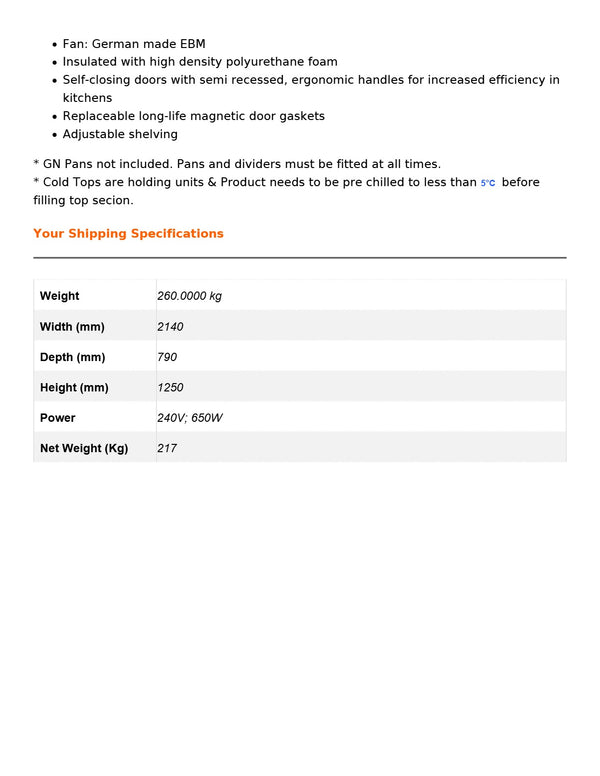 Thermaster PG210FA-YG - Cold Salad & Noodle Bar