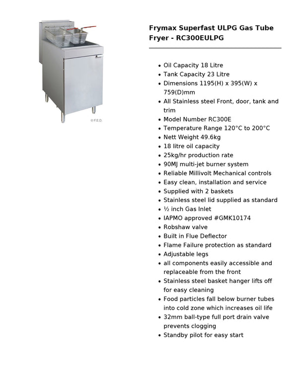 Frymax RC300EULPG - Fryer