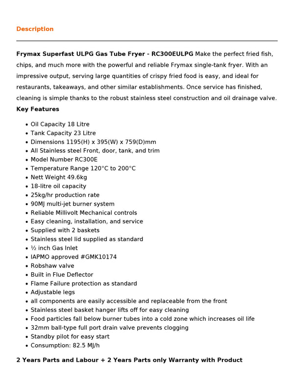 Frymax RC300EULPG - Fryer