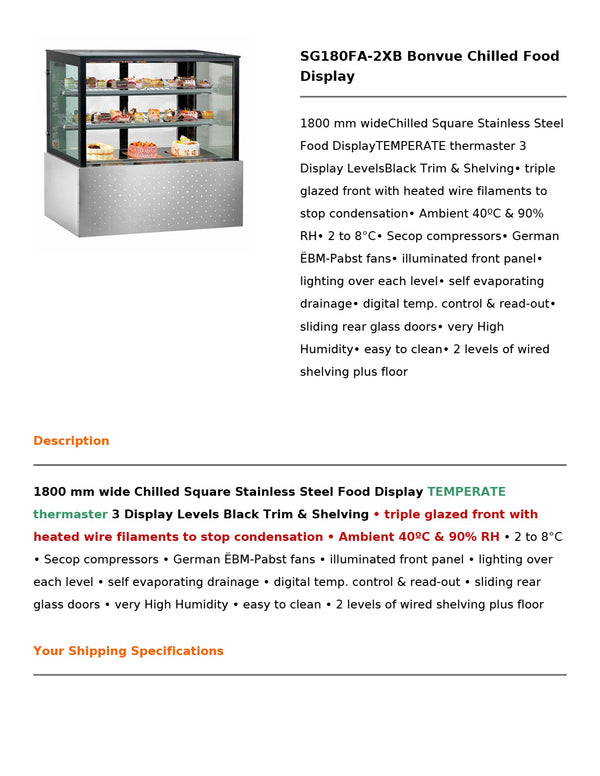 Bonvue SG180FA-2XB - Cold Food Display