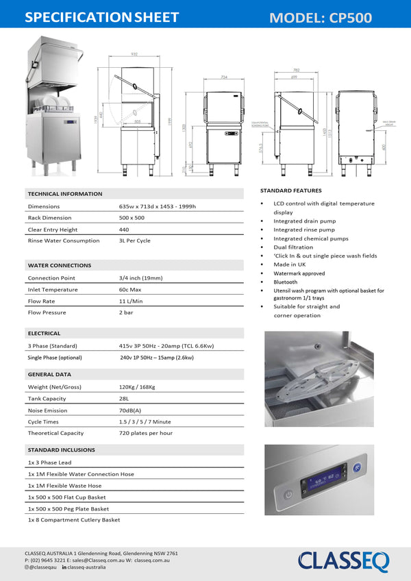 Classeq CP500 - Pass Through Warewasher