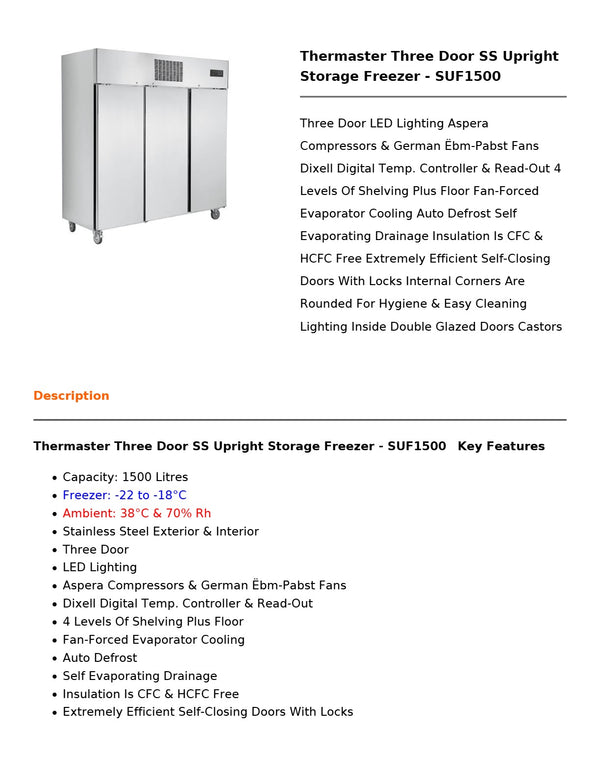 Thermaster SUF1500 - Upright Freezer