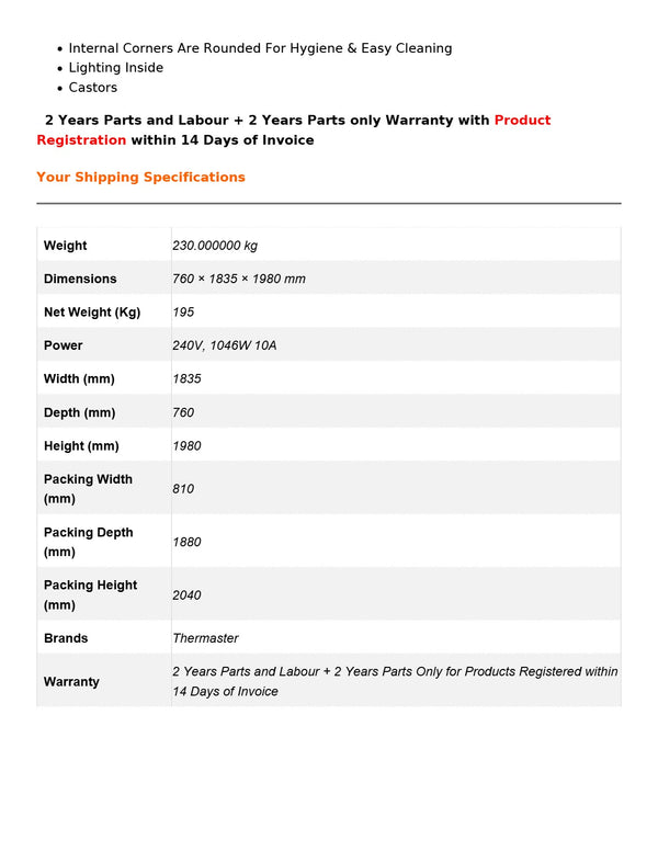 Thermaster SUF1500 - Upright Freezer
