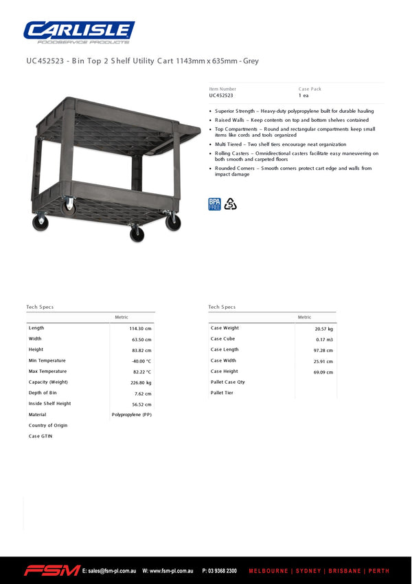 Carlisle UC452523 - Utility Cart