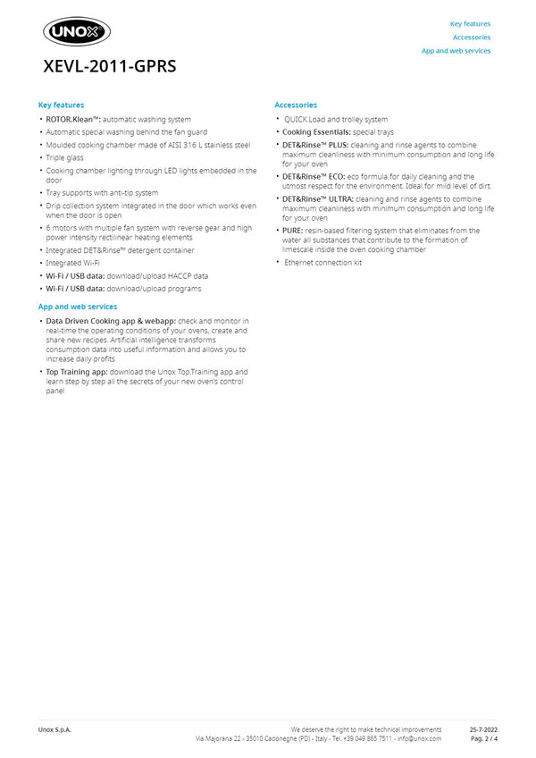 Unox Cheftop Big Gas XEVL-2011-GPRS - Combi Oven