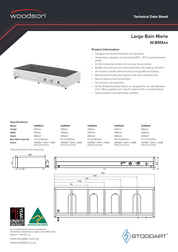Woodson W.BMA23 - Bain Marie