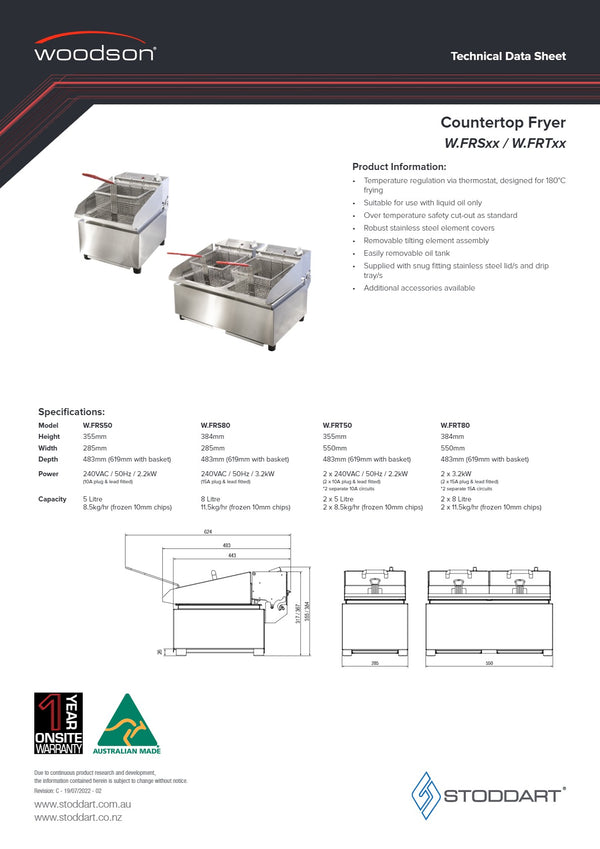 Woodson W.FRS80 - Countertop Fryer
