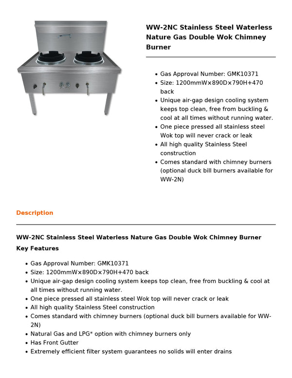 Gasmax WW-2NC - Double Wok