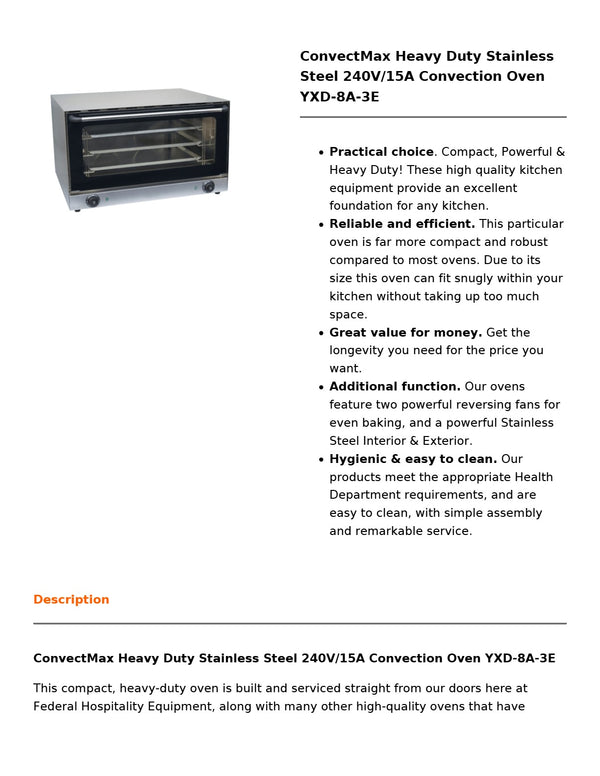 ConvectMax YXD-8A-3E - Convection Oven