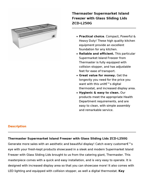 Thermaster ZCD-L250G - Island Freezer