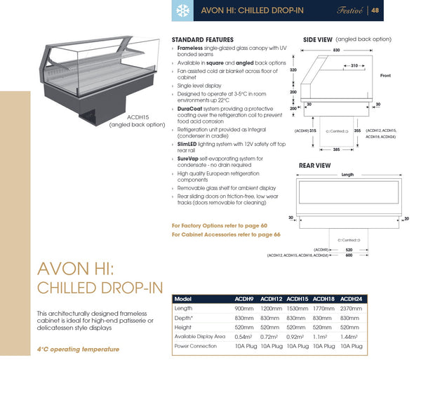 Festive Avon ACDH12/AB - Drop In Chilled Display
