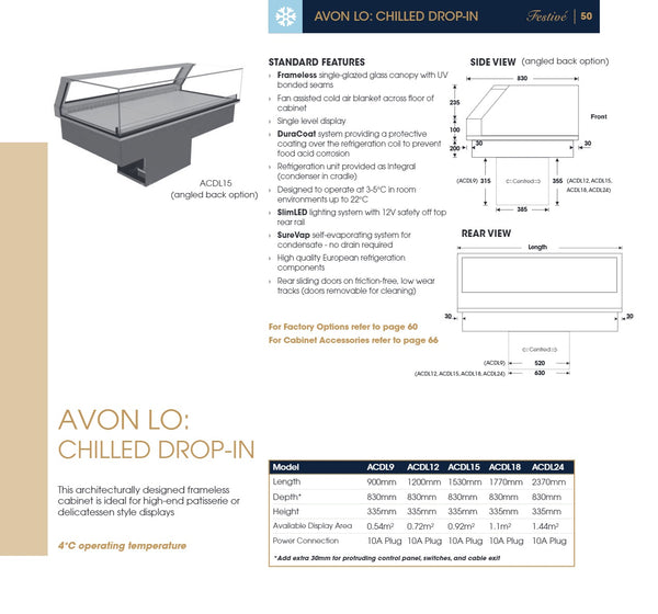 Festive Avon ACDL15/AB - Drop In Chilled Display