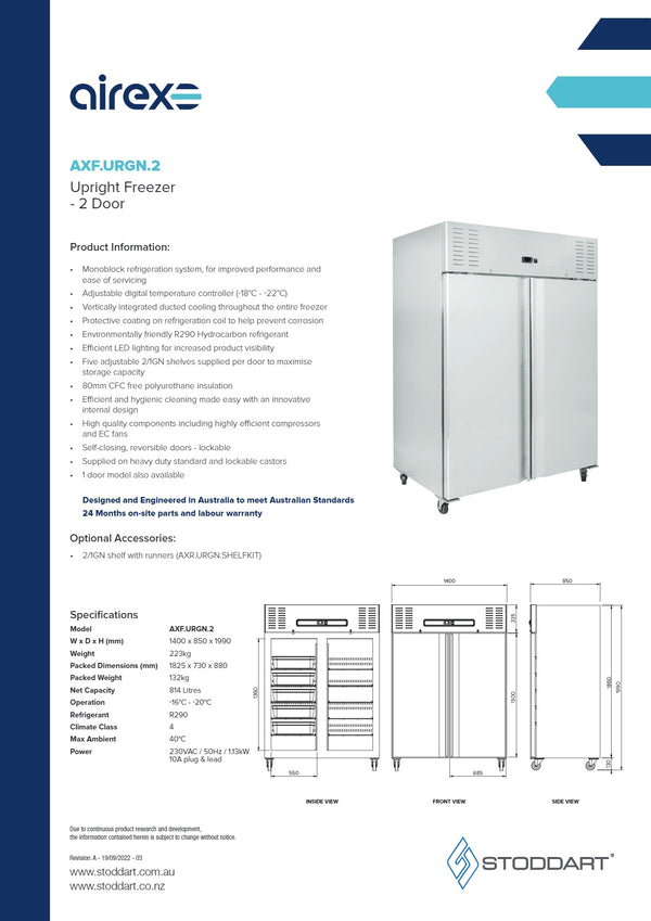 Airex AXF.URGN.2 - 2 Door Upright Freezer
