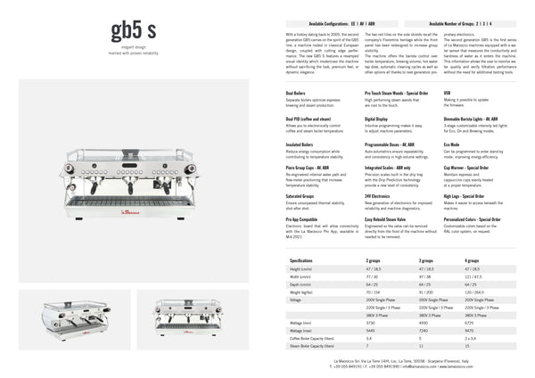 La Marzocco 2G GB5 - Two Group Coffee Machine