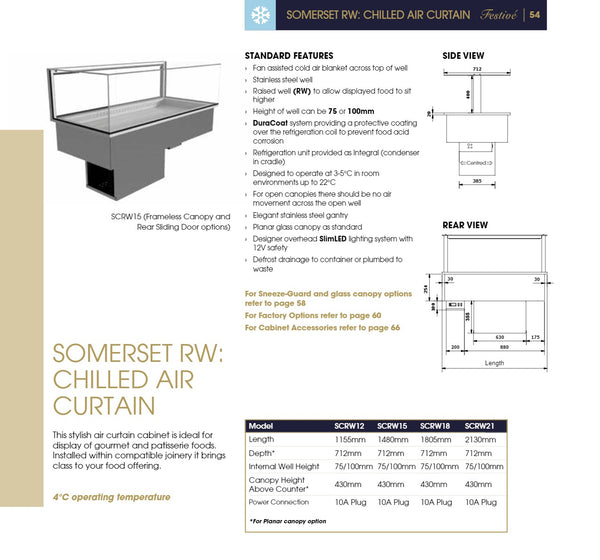 Festive Somerset SCRW12 - Chilled Air Curtain Cabinet