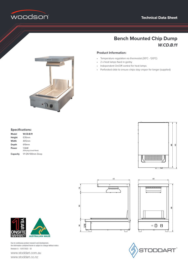 Woodson W.CD.B.11 - Bench Mounted Chip Dump