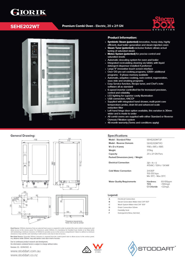 Giorik Steambox Evolution SEHE202WT.SF - Combi Oven
