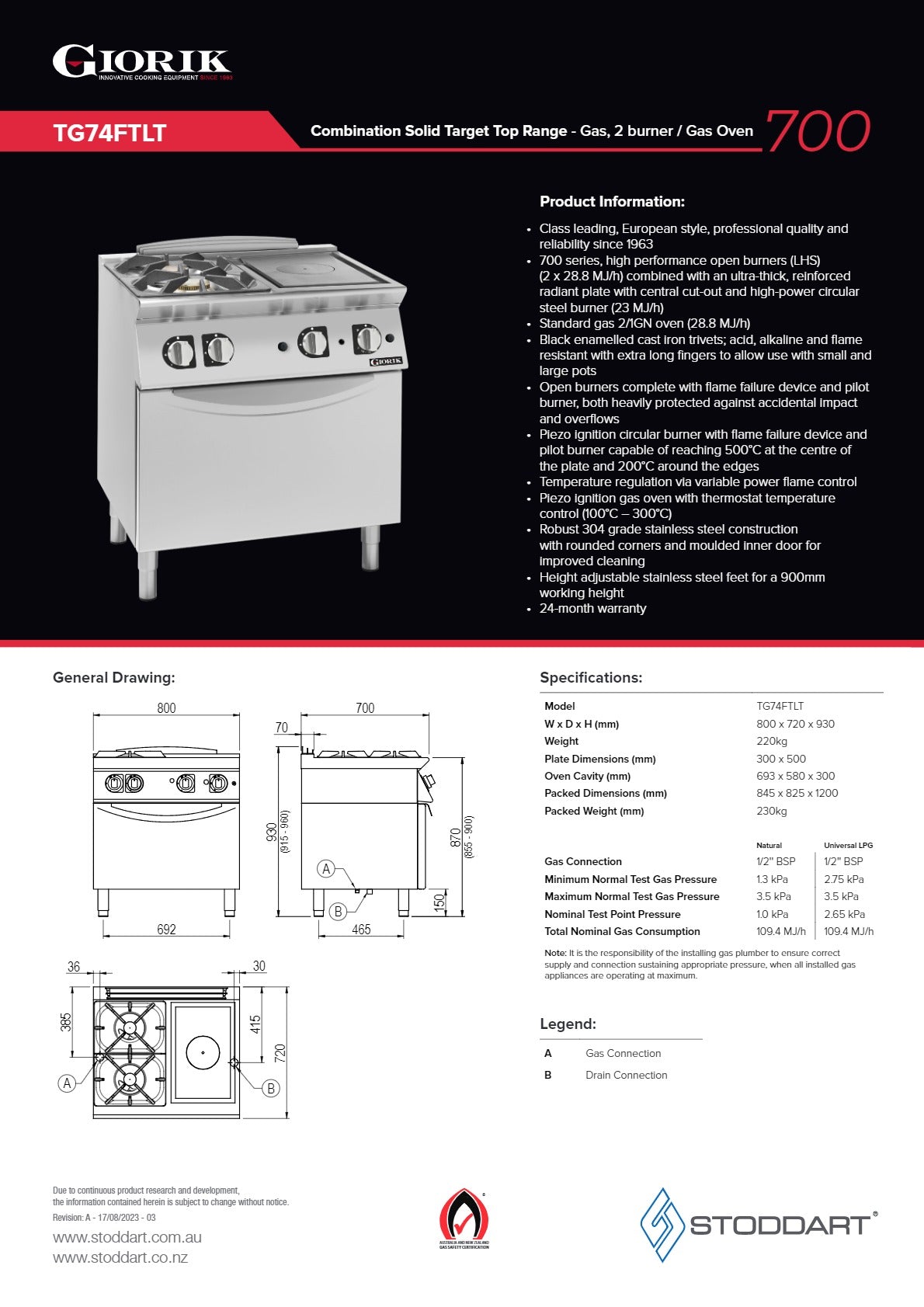 Thumbnail - Giorik 700 Series TG74FTLT - Range Oven