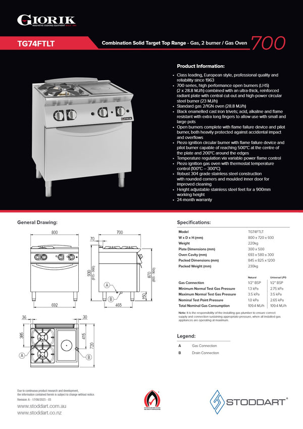 Giorik 700 Series TG74FTLT - Range Oven