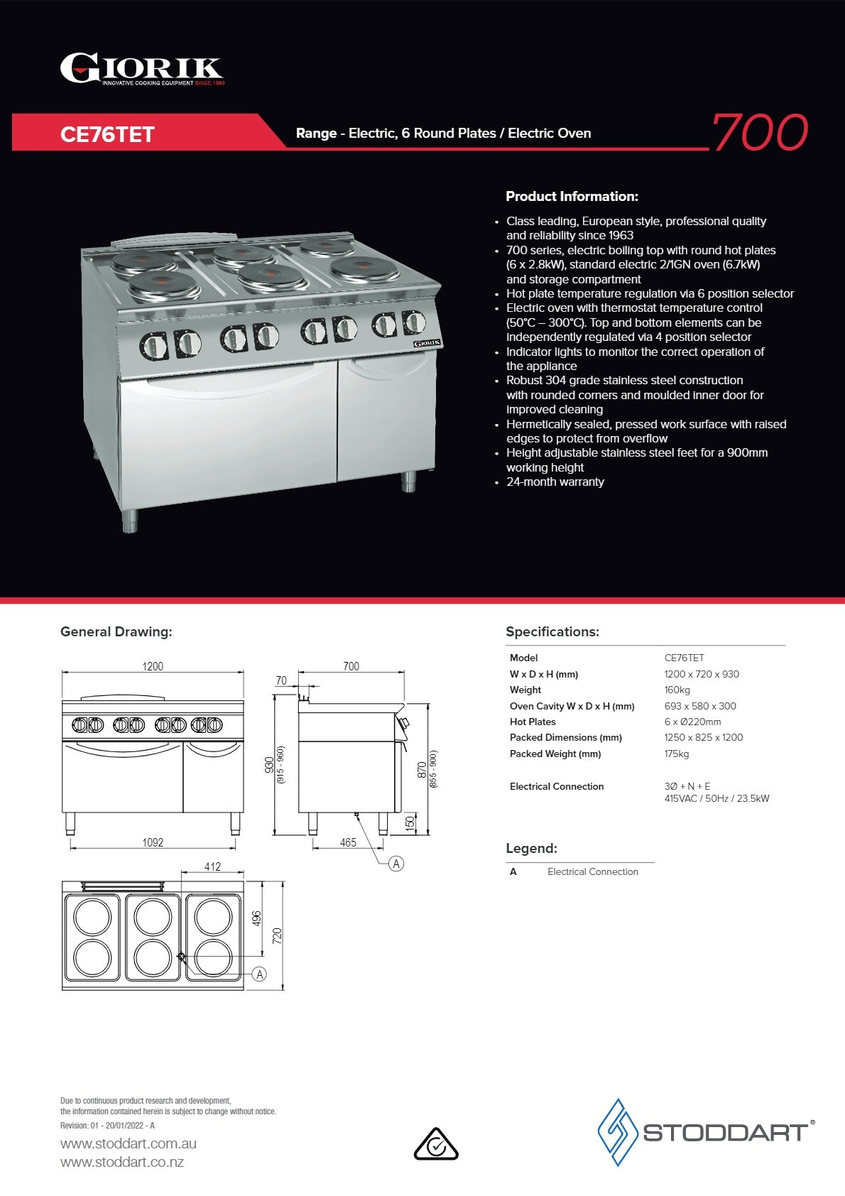 Thumbnail - Giorik 700 Series CE76TET - Range Oven