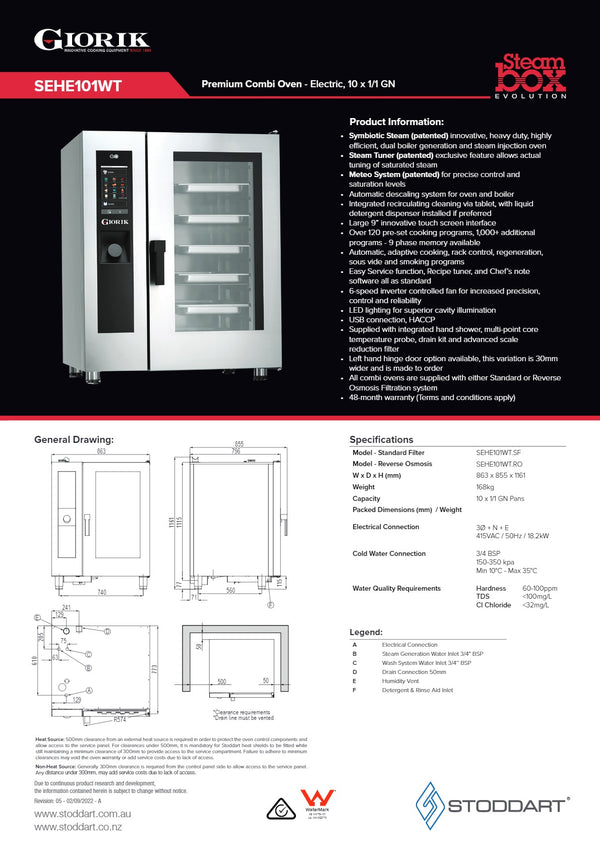 Giorik Steambox Evolution SEHE101WT.RO.H - Combi Oven