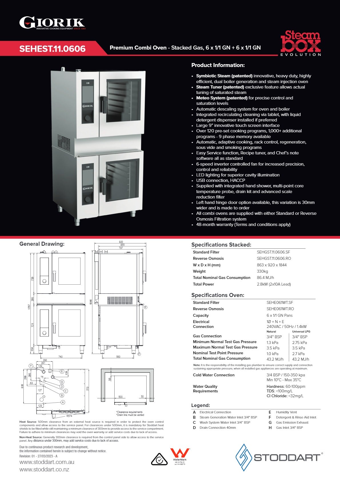 Giorik Steambox Evolution SEHEST.11.0606.RO - Stacked Combi Oven Kit