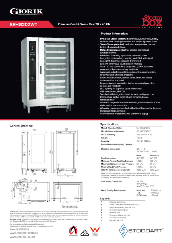 Giorik Steambox Evolution SEHG202WT.SF - Combi Oven