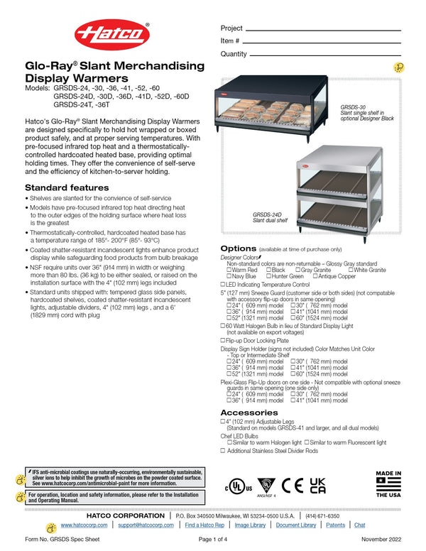 Hatco Glo-Ray GRSDS-60D - Hot Food Display
