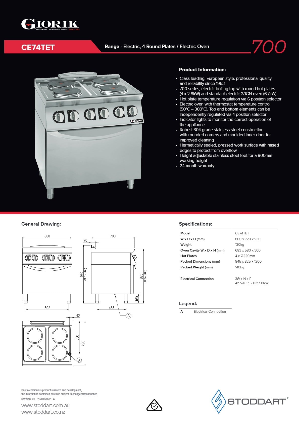 Thumbnail - Giorik 700 Series CE74TET - Range Oven