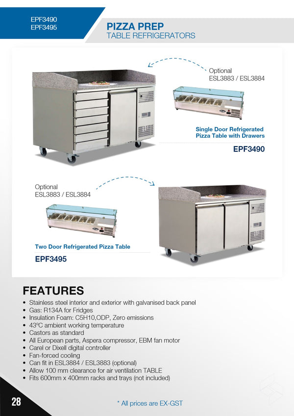Atosa EPF3490 - Pizza Prep Fridge