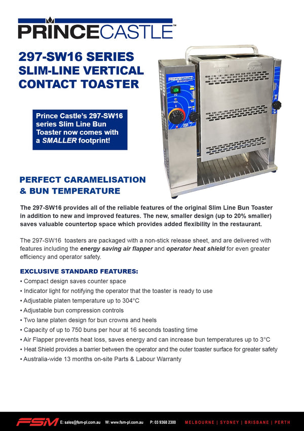 Prince Castle 297-SW16 - Vertical Contact Bun Toaster