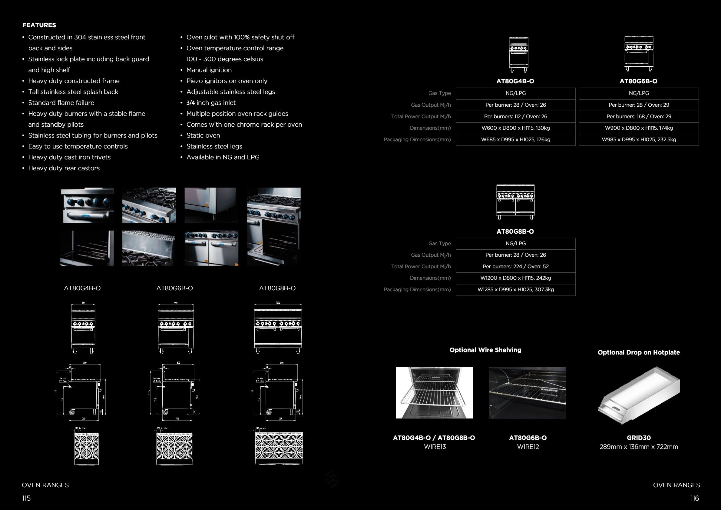 Cookrite AT80G8B-O-NG - Range Oven