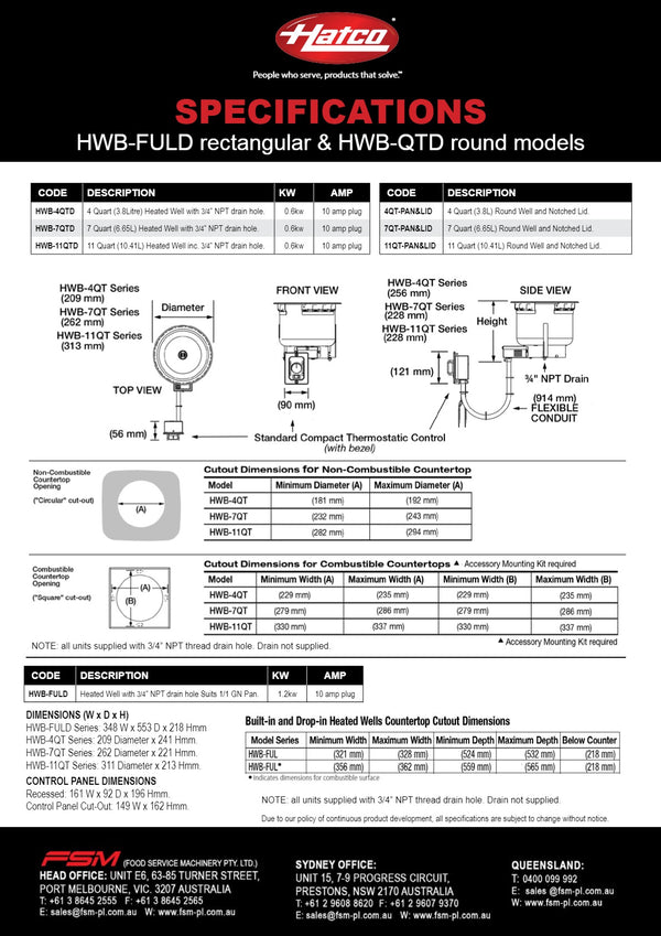 Hatco HWB-7QTD - Built-In Heated Well