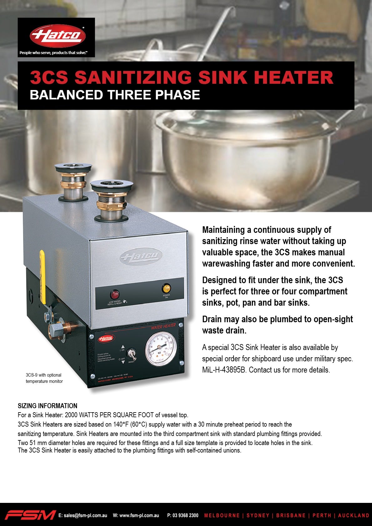 Hatco 3CS-9B - Sanitising Sink Heat