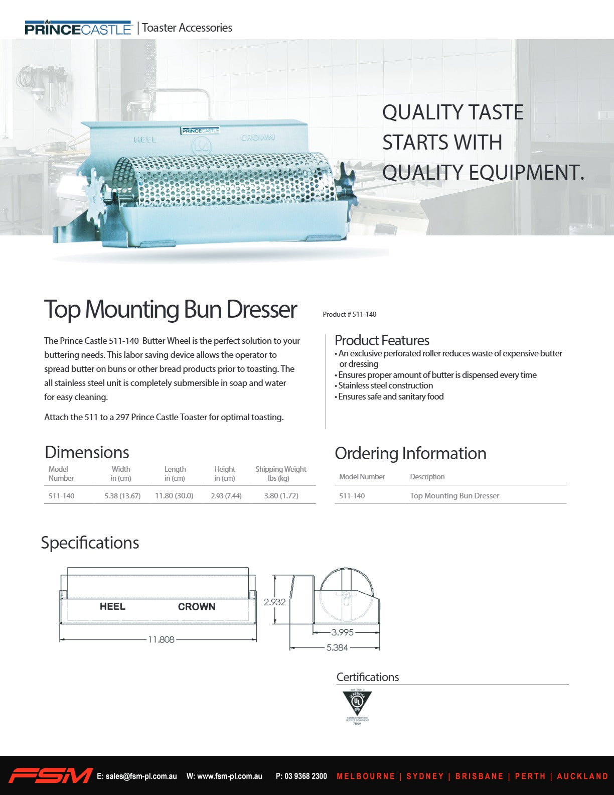 Prince Castle 511-140 - Top Mounting Bun Dresser