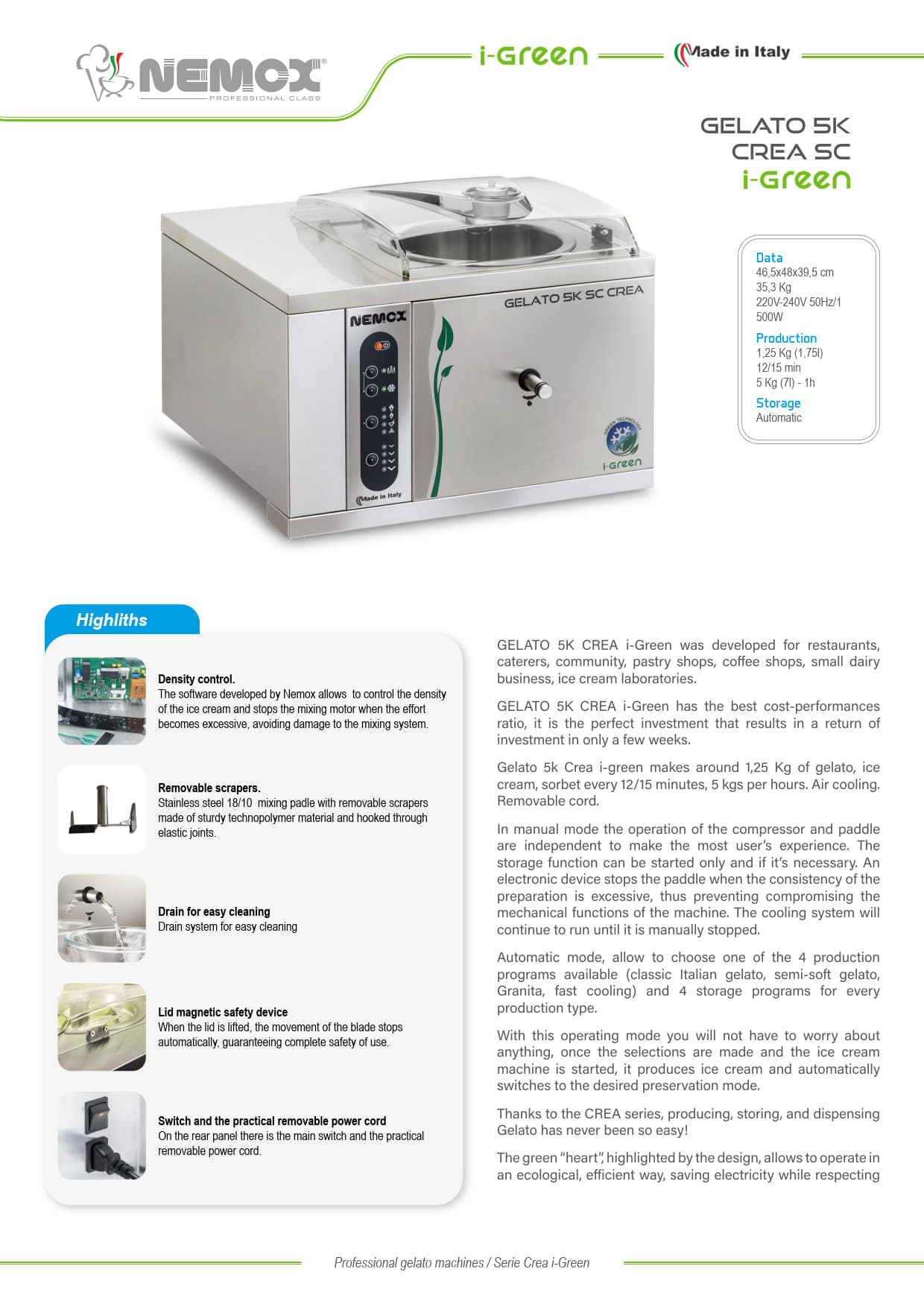 Sammic 5K Crea I-Green - Ice Cream Machine