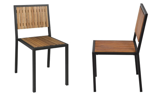 Bolero Steel & Acacia Side Chairs (x4 Chairs)