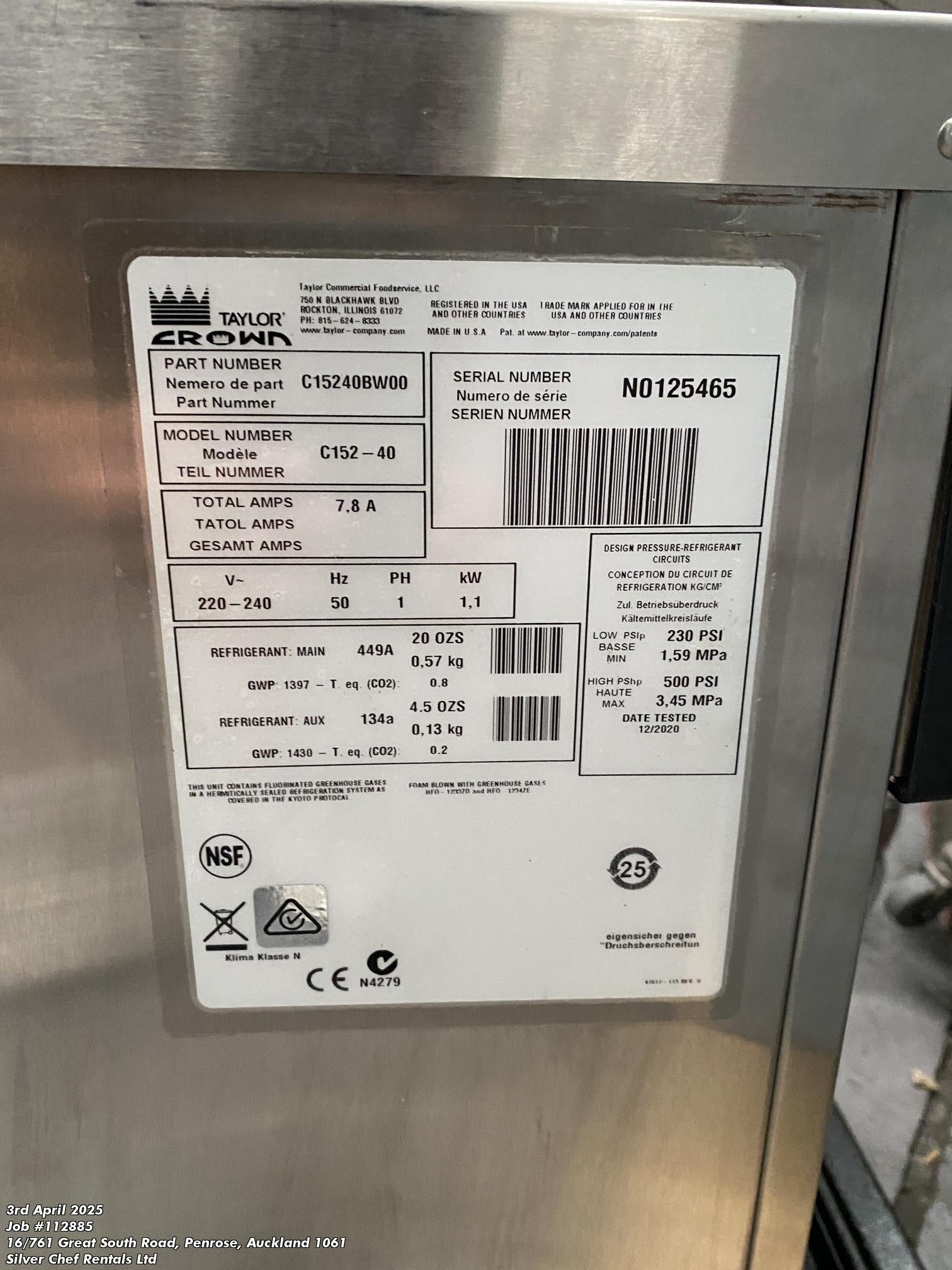 Taylor C152 Gravity Fed Soft Serve Machine