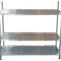 3 Tier Chrome Wire Shelving on Castors