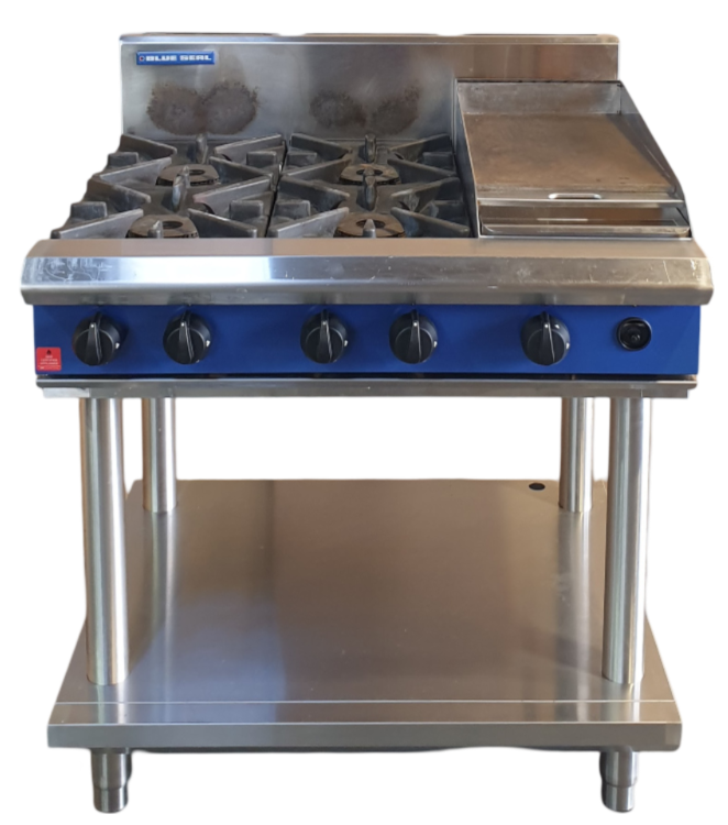 Blue Seal G516C-LS 4 Burner Cooktop + Griddle on Leg Stand
