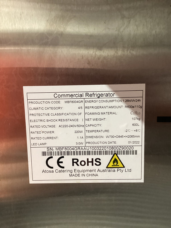 Atosa MBF8004GR Upright Fridge