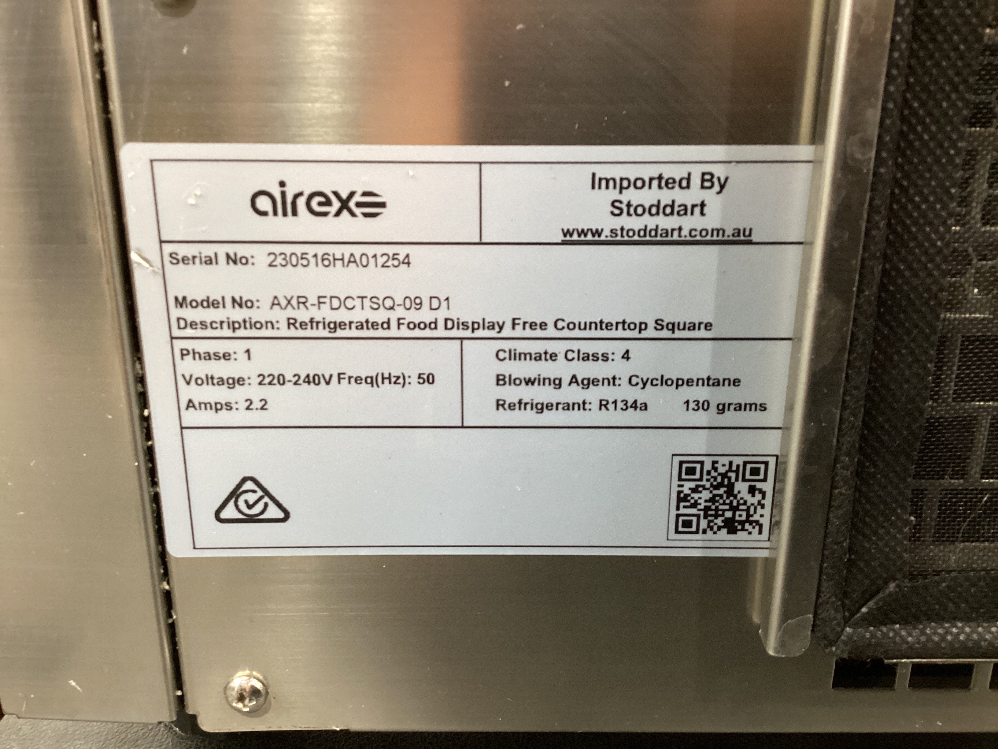 Airex AXR.FDCTSQ.09 Refrigerated Display