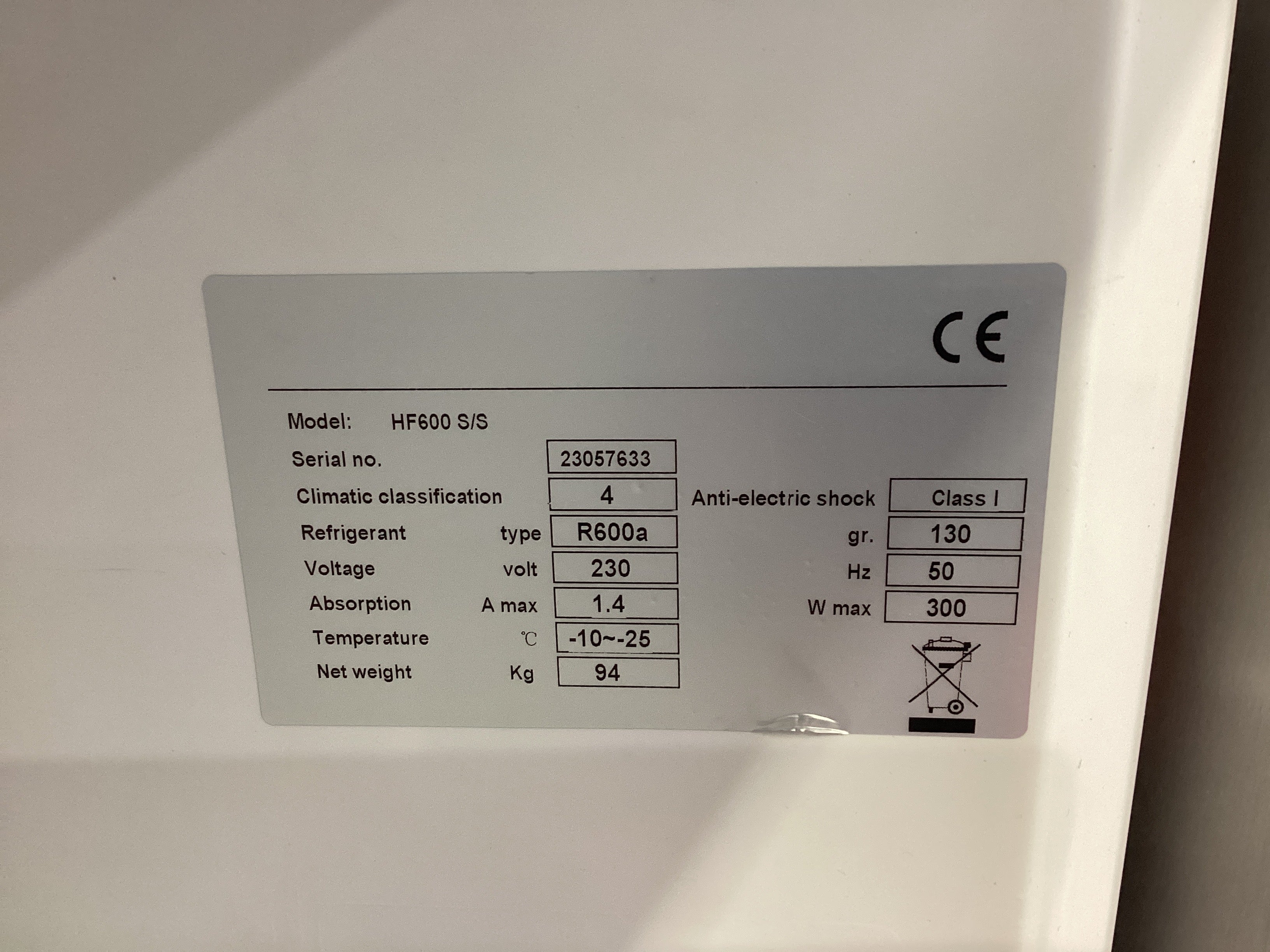 FED HF600 Upright Freezer