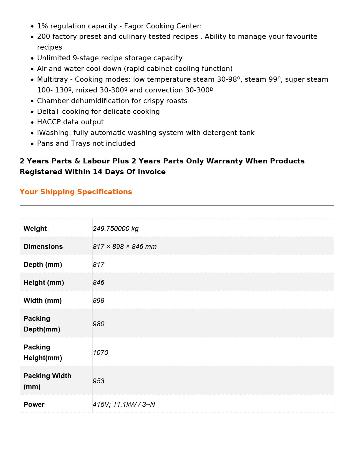 Fagor APW-061ERLWS - 6 Tray Combi Oven