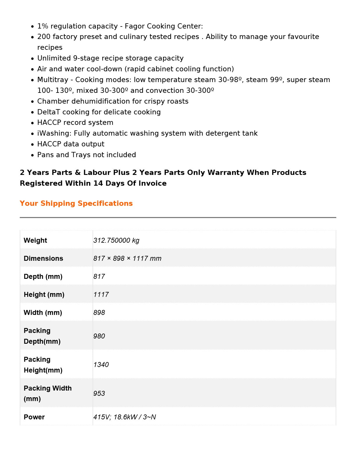 Fagor APW-101ERLWS - 10 Tray Combi Oven