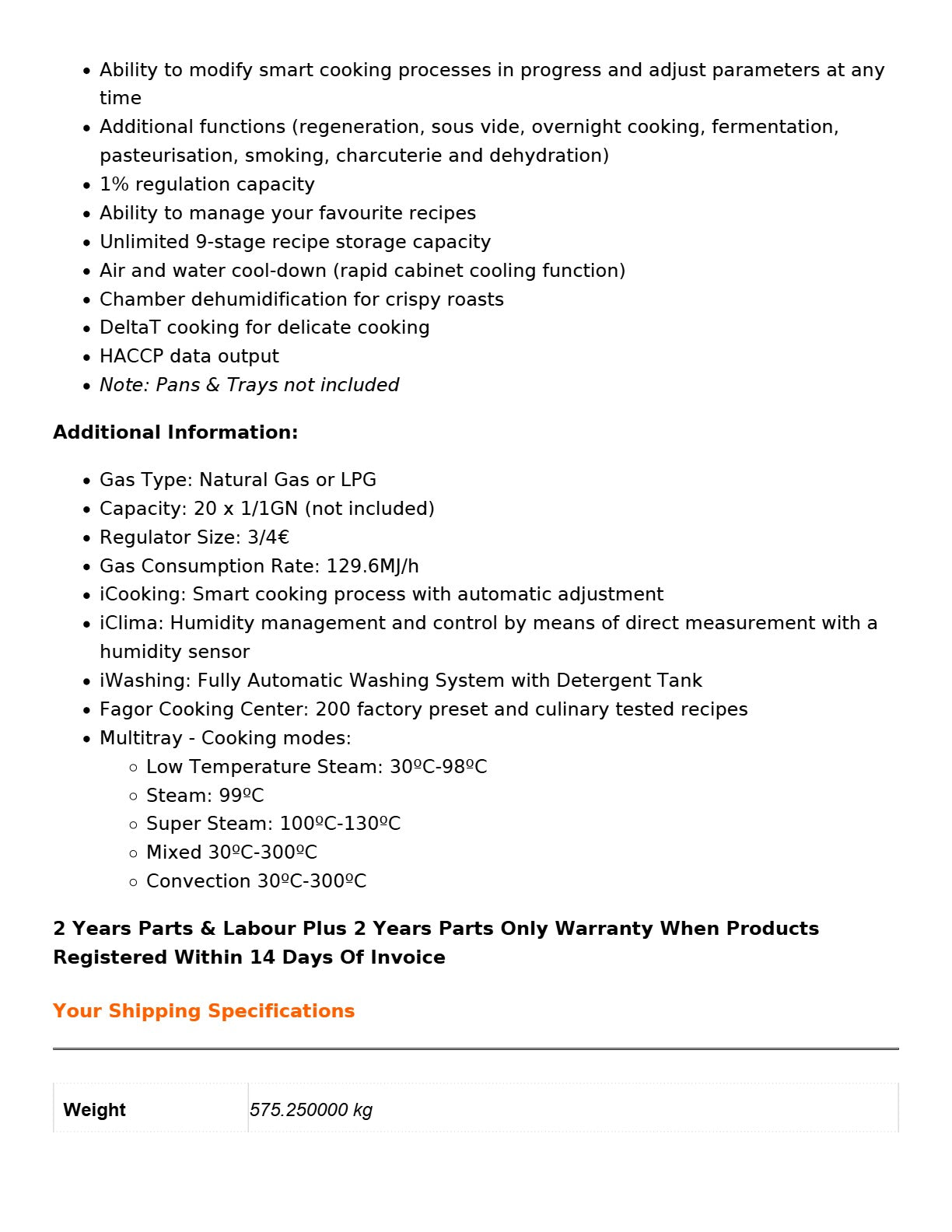 Fagor APW-201GRLWS - 20 Tray Combi Oven