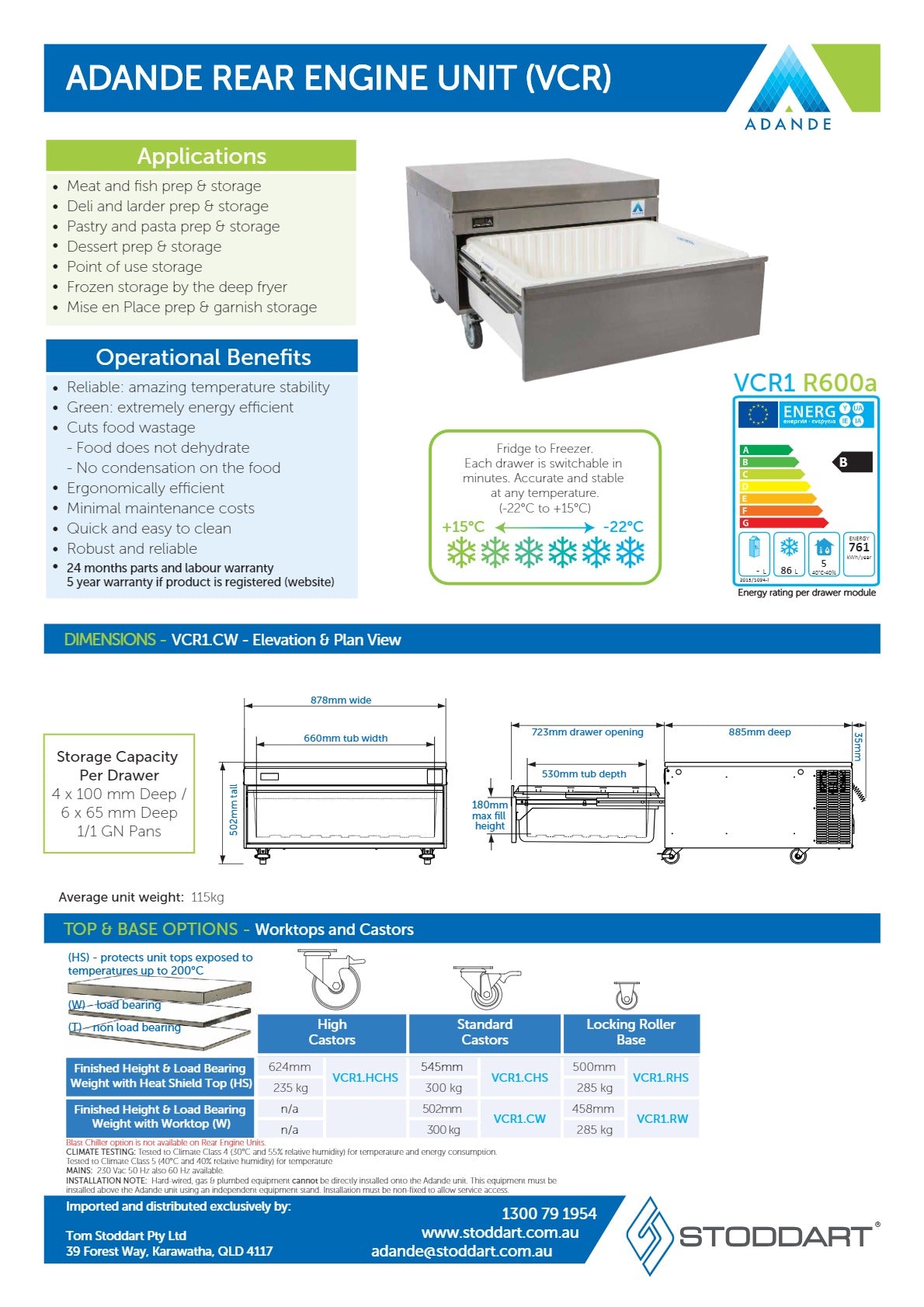 Adande VCR1.CHS - Dual Temperature Drawer