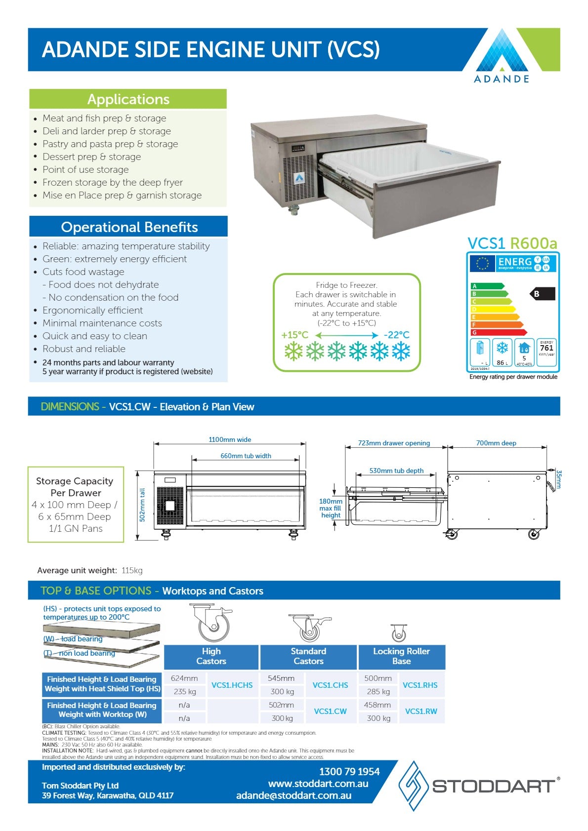 Adande VCS1.RW - Dual Temperature Drawer