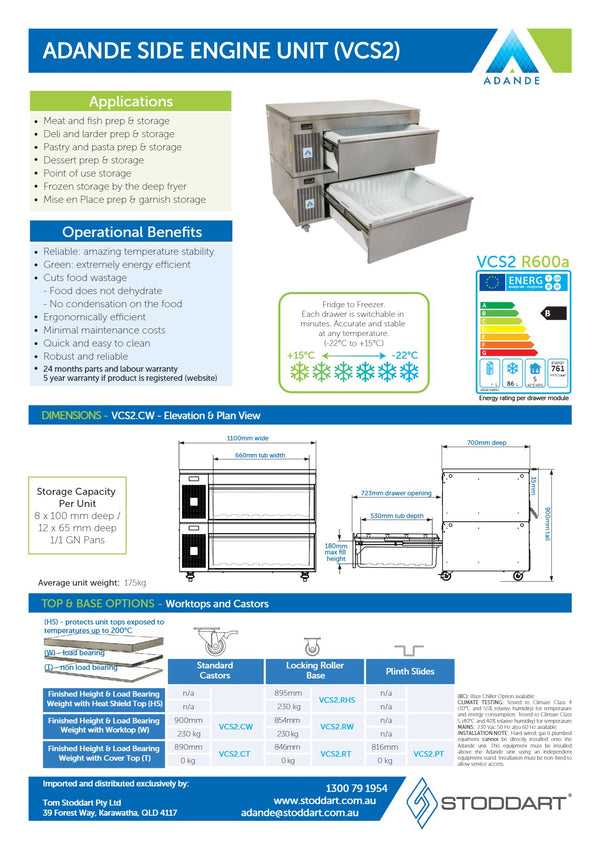 Adande VCS2.CT - Dual Temperature Drawers