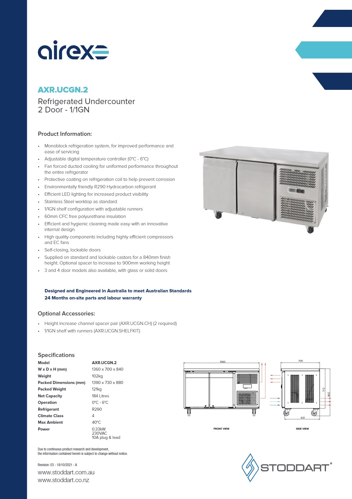 Thumbnail - Airex AXR.UCGN.2.900H - Underbench Fridge